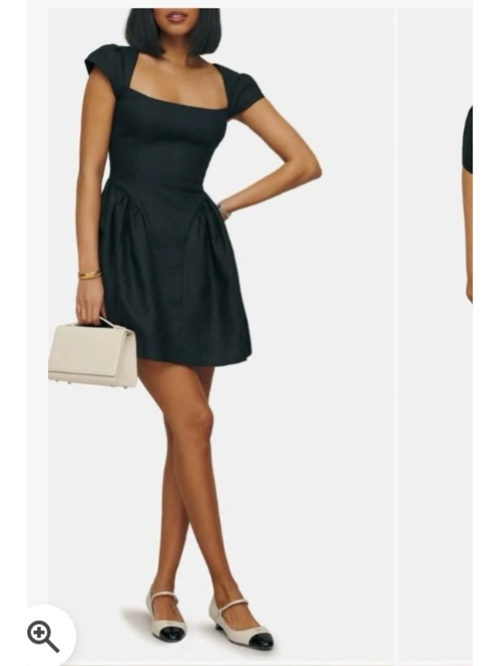 Reformation Black Babydoll Dress Oaklyn Mini💕💖 6 Puff Sleeve Empire Waist🎀LBD